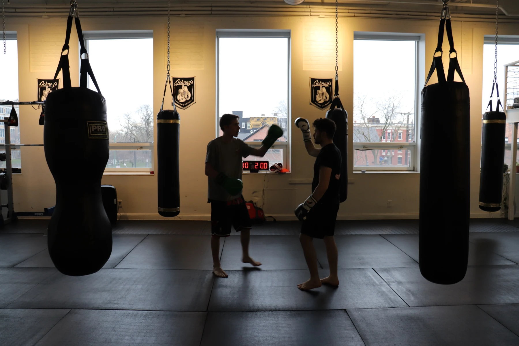 Boxers touching gloves